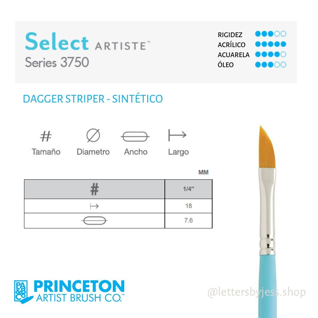 Pincel Princeton SELECT - DAGGER STRIPER - Letters by Jess Shop