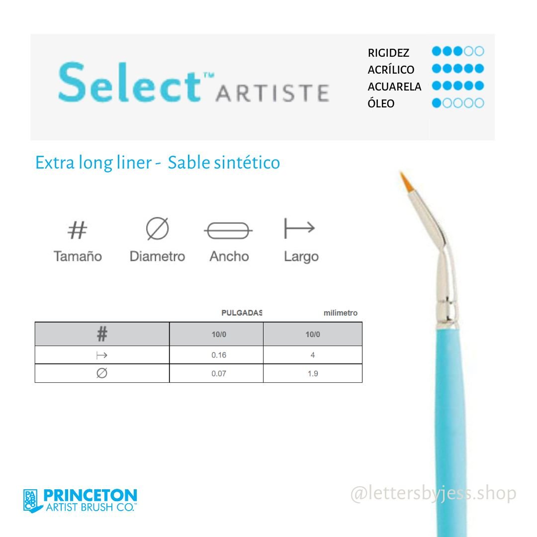 Pincel Princeton SELECT - DETALLADOR DE PUNTOS ANGULARES 10/0 (SPOTTER PETITE) - Letters by Jess Shop