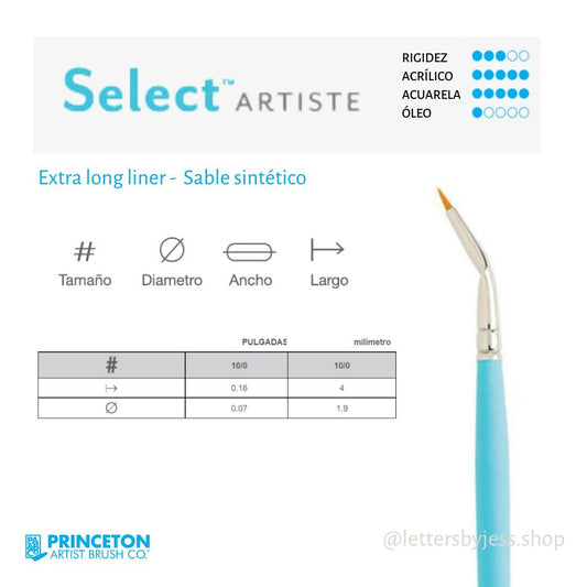 Pincel Princeton SELECT - DETALLADOR DE PUNTOS ANGULARES 10/0 (SPOTTER PETITE) - Letters by Jess Shop