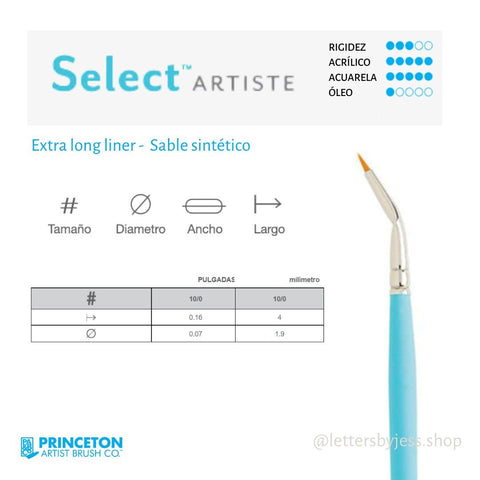 Pincel Princeton SELECT - DETALLADOR DE PUNTOS ANGULARES 10/0 (SPOTTER PETITE) - Letters by Jess Shop