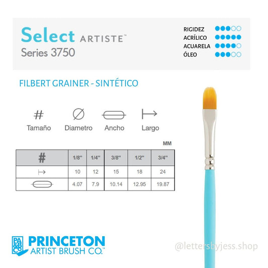 Pincel Princeton SELECT - FILBERT GRAINER - Letters by Jess Shop
