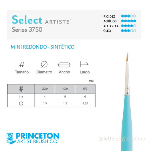 Pincel Princeton SELECT - MINI ROUND - Letters by Jess Shop