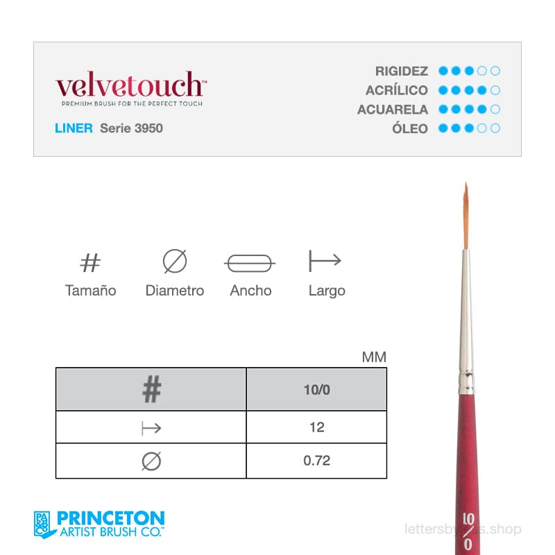 Pincel Princeton VELVETOUCH - LINER - Letters by Jess Shop