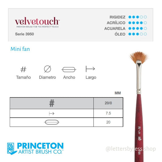 Pincel Princeton VELVETOUCH - MINI FAN - Letters by Jess Shop