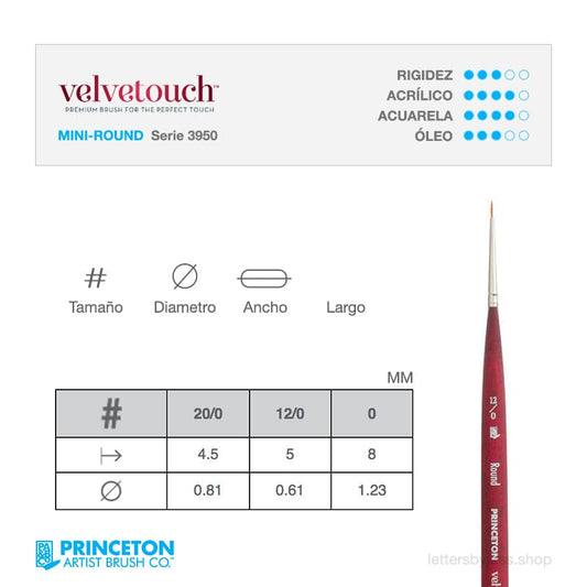 Pincel Princeton VELVETOUCH - MINI ROUND - Letters by Jess Shop