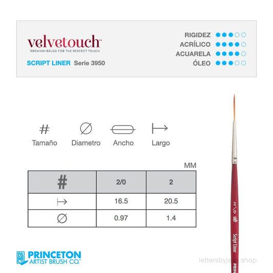 Pincel Princeton VELVETOUCH - SCRIPT LINER - Letters by Jess Shop