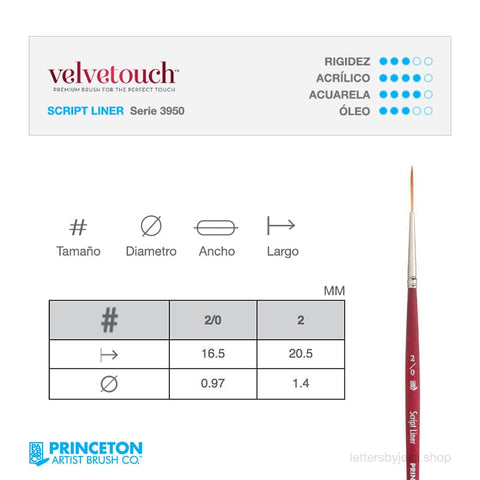 Pincel Princeton VELVETOUCH - SCRIPT LINER - Letters by Jess Shop