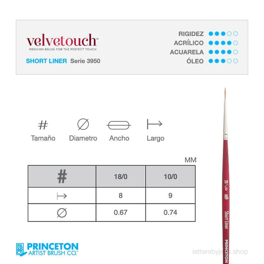 Pincel Princeton VELVETOUCH - SHORT LINER - Letters by Jess Shop