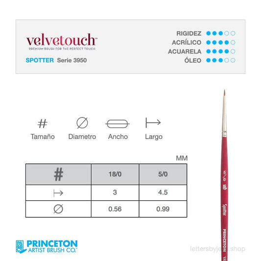 Pincel Princeton VELVETOUCH - SPOTTER - Letters by Jess Shop