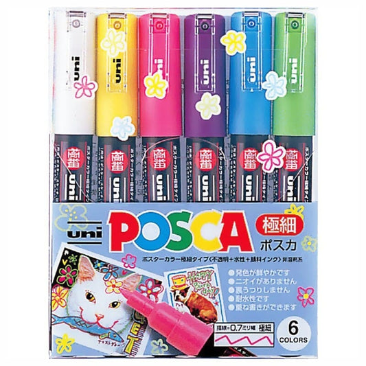 UNIBALL POSCA 0.7MM - PC-1M Set x6 - Letters by Jess Shop