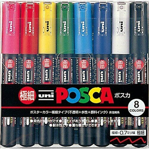 UNIBALL POSCA 0.7MM - PC-1M Set x8 - Letters by Jess Shop