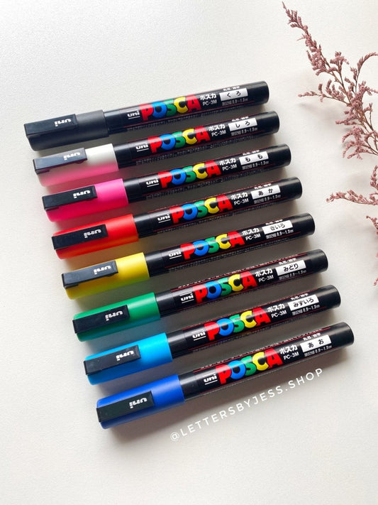 UNIBALL POSCA BASIC punta fina - PC-3M Set x8 - Letters by Jess Shop