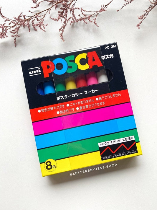 UNIBALL POSCA BASIC punta fina - PC-3M Set x8 - Letters by Jess Shop