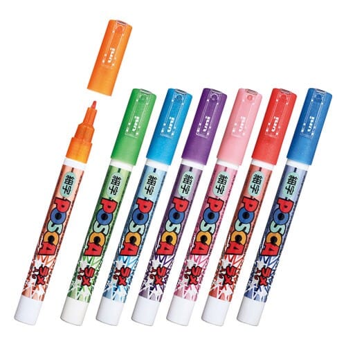 UNIBALL POSCA GLITTER 1.0 MM - PC-3M Set x7 - Letters by Jess Shop