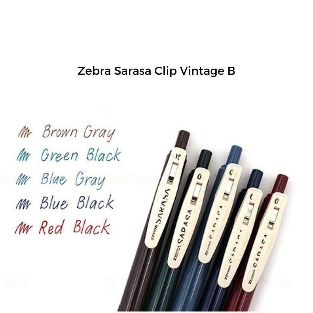 Zebra Sarasa Clip 0.5mm Vintage lapiceros de gel (x5) - Letters by Jess Shop