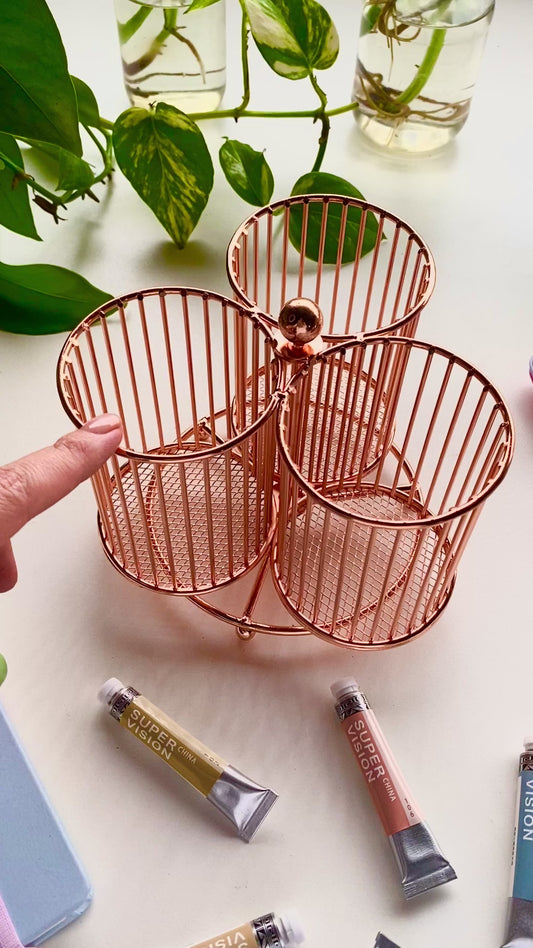 Portalápices giratorio Rose Gold de 3 piezas - YUNA LUNA